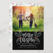 クリスマスホリーのブラシ シーズンカード (正面/裏面)