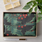 クリスマスホリーの枝とベリー 薄葉紙 (ギフト)