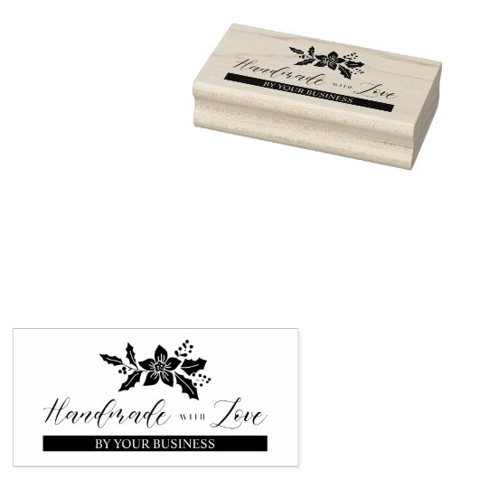 クリスマスホリーの花と愛の引用文 ラバースタンプ (押印)