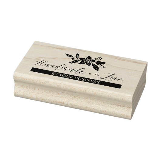 クリスマスホリーの花と愛の引用文 ラバースタンプ (スタンプ)