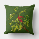 クリスマスホリーの黒い輪郭の切り抜き クッション (正面)