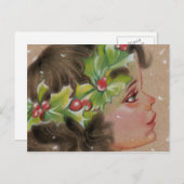 クリスマスホリーアイビーガールポストカード シーズンポストカード (正面/裏面)