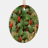 クリスマスホリーアートワークデザインフェスティバルパターン セラミックオーナメント (右)