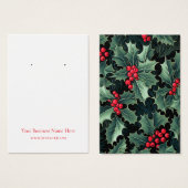 クリスマスホリーイヤリング表示カード (正面&裏面)