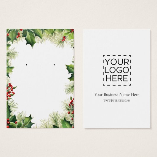 クリスマスホリーイヤリング表示カード (正面&裏面)