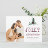 クリスマスホリーウォーターカラーベビーフォト誕生 シーズンカード (スタンド正面)