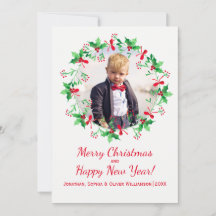 クリスマスホリーウォーターカラーリースホリデーフォト