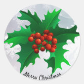クリスマスホリーエンベロープグリーン&レッドシールステッカー ラウンドシール (正面)