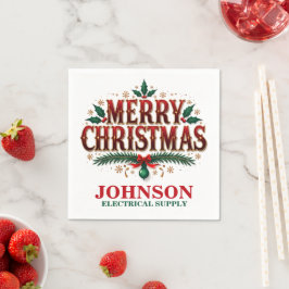 クリスマスホリーオフィスパーティー スタンダードカクテルナプキン