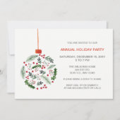 クリスマスホリーオーナメントホリデーパーティー 招待状 (正面)