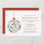 クリスマスホリーオーナメントホリデーパーティー 招待状 (正面/裏面)