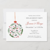 クリスマスホリーオーナメント冬婚約パーティ 招待状 (正面)