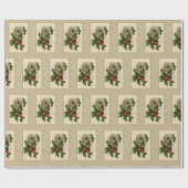 クリスマスホリーキャットヴィンテージの再生 ラッピングペーパー (フラット)