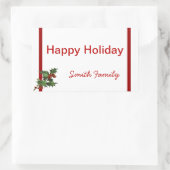 クリスマスホリーギフトラベル付き名前をカスタムする 長方形シール (バッグ)