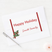 クリスマスホリーギフトラベル付き名前をカスタムする 長方形シール (封筒)