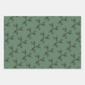 クリスマスホリースケッチのホリデーグリーン ラッピングペーパーシート (正面3)