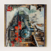 クリスマスホリートレインウィンタースノークッション ジグソーパズル (横)