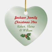 クリスマスホリーハート型ファミリーフォトオーナメント セラミックオーナメント (裏面)
