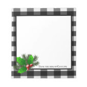 クリスマスホリーバッファロープレイドパーソナライズされたメモ ノートパッド (正面)