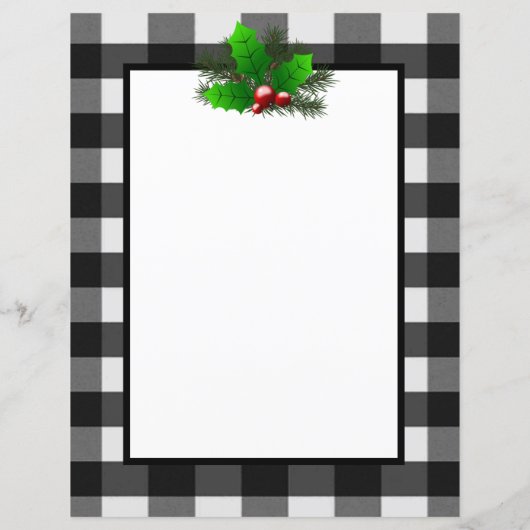 クリスマスホリーバッファロープレイドパーソナライズされた紙 (裏面)