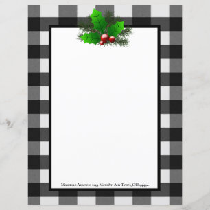 クリスマスホリーバッファロープレイドパーソナライズされた紙