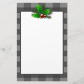 クリスマスホリーバッファロープレイドパーソナライズされた紙 便箋 (裏面)