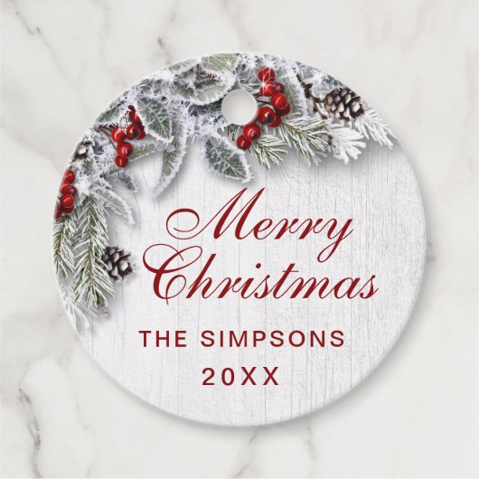 クリスマスホリーパインブランチホリ素朴デイ フェイバータグ (正面)