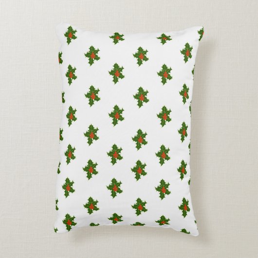 クリスマスホリーパターン丸い枕 アクセントクッション (裏面(縦))