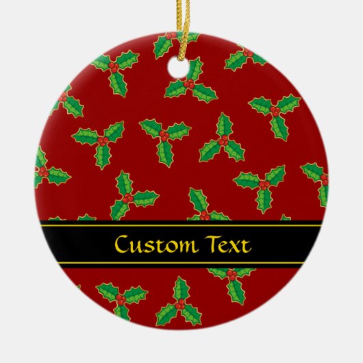 クリスマスホリーパターン セラミックオーナメント (正面)