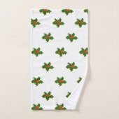 クリスマスホリーパターン バスタオルセット (ハンドタオル)