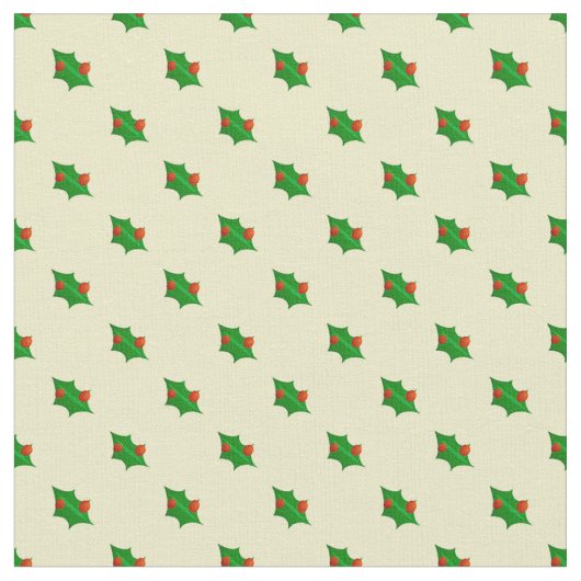 クリスマスホリーパターン ファブリック (クローズアップ)