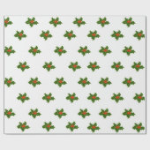 クリスマスホリーパターン ラッピングペーパー (フラット)