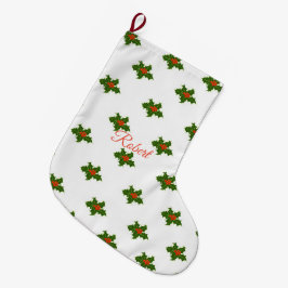 クリスマスホリーパターン ラージクリスマスストッキング