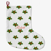 クリスマスホリーパターン ラージクリスマスストッキング (正面)