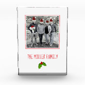 クリスマスホリーファミリーキープサケNAMEフェスティバルおもしろい フォトブロック (正面)