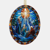 クリスマスホリーファミリーステンドグラススタイル セラミックオーナメント (右)