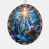 クリスマスホリーファミリーステンドグラススタイル セラミックオーナメント (左)