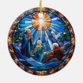 クリスマスホリーファミリーステンドグラススタイル セラミックオーナメント (裏面)