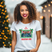 クリスマスホリーファミリー写真テンプレート Tシャツ