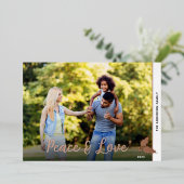 クリスマスホリーフォトピース&ラブバラ金ゴールド 箔シーズンカード (立ち正面)