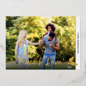 クリスマスホリーフォトピース&ラブ金ゴールド 箔シーズンカード (正面)