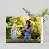 クリスマスホリーフォトピース&ラブ金ゴールド 箔シーズンカード (立ち正面)