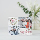 クリスマスホリーフォト樺の木バークホリデーグリーティング ポストカード (スタンド正面)