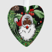 クリスマスホリーブラックサンタクロース オーナメント (正面)