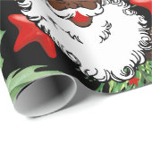 クリスマスホリーブラックサンタクロース ラッピングペーパー (ロールコーナー)