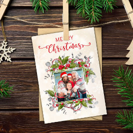クリスマスホリーブランチフォトカード カード