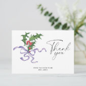 クリスマスホリーブランチブライダルシャワーサンキューカード カード (スタンド正面)