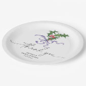 クリスマスホリーブランチブライダルシャワー ペーパープレート (アングル)