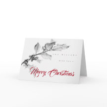 クリスマスホリーブランチ鉛筆アートスケッチ エレガント