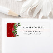 クリスマスホリーブーケイラストレーション ラベル (インサイチュ)